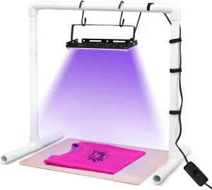 VIHOSE Screen Printing Kit Include 50W LED UV Screen Printing Exposure Light with Sturdy PVC Lamp Stand 2 S Shaped Hooks and 6 Cable Ties for Cyanotypes