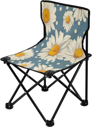 Vintage Daisies Portable Outdoor Folding Chair Anti-Slip Padded Oxford Cloth Stool Camping Chair Small for Beach Hiking Fishing Gardening Quad Camp Chair