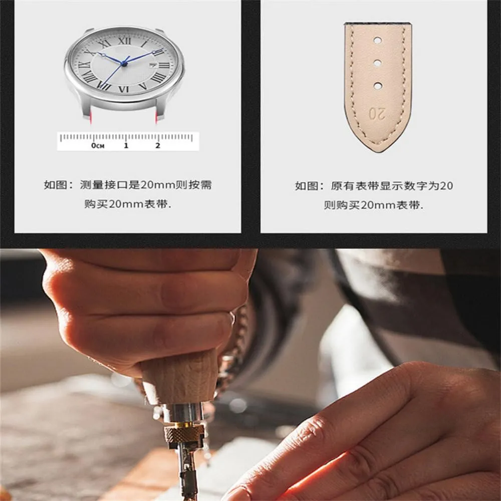 Vintage Leather Watchband 18mm 20mm 22mm StrapsPattern Quick Release Watch Strap Bracelets Watch Accessories