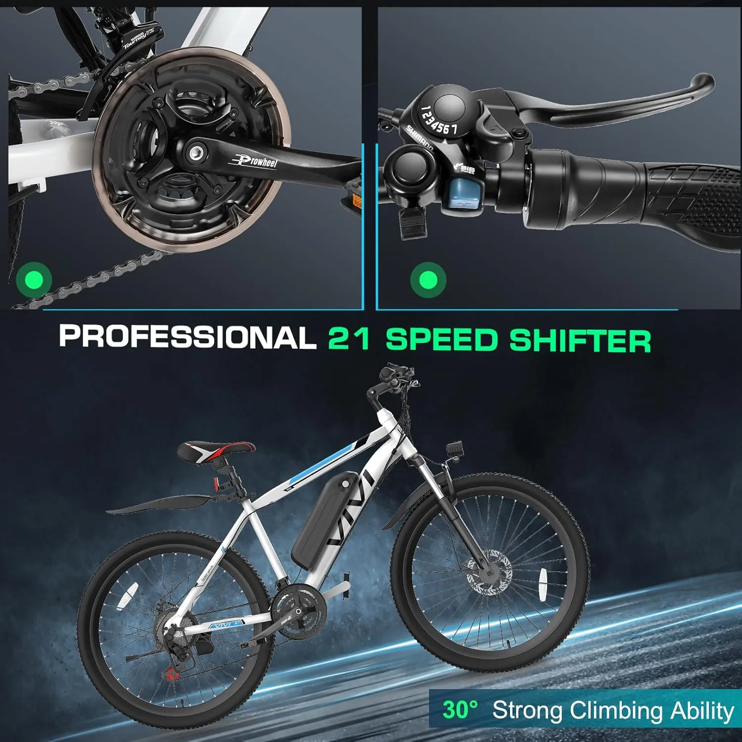 Vivi Electric Bike for Adults, Peak 780W Ebike 26" Electric Mountain Bike, 22MPH Adult Electric Bicycles Commuter Ebike with 48V Battery, Up to 50 Miles, Cruise Control, 21 Speed, UL 2849 Certified