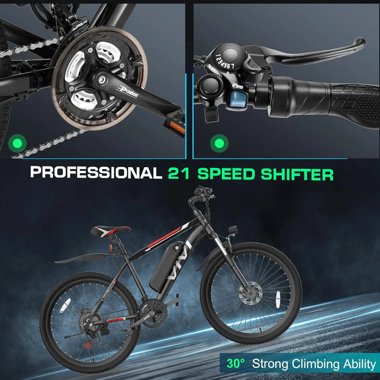 Vivi Electric Bike for Adults, Peak 780W Ebike 26" Electric Mountain Bike, 22MPH Adult Electric Bicycles Commuter Ebike with 48V Battery, Up to 50 Miles, Cruise Control, 21 Speed, UL 2849 Certified