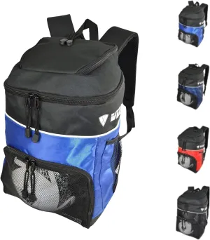 Vizari Soccer Backpack Soccer Bag | Water resistant Durable Equipment Bag for Football, Basketball, Volleyball | Cleats and Ball Compartment - Red,Blue,Black