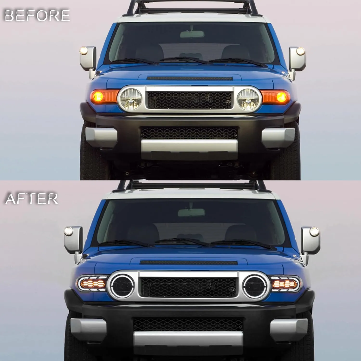 VLAND LED Headlights Assembly Compatible with Toyota FJ Cruiser 2007-2017,LED Front Light with Sequential Turn Signal, Projector Headlamp