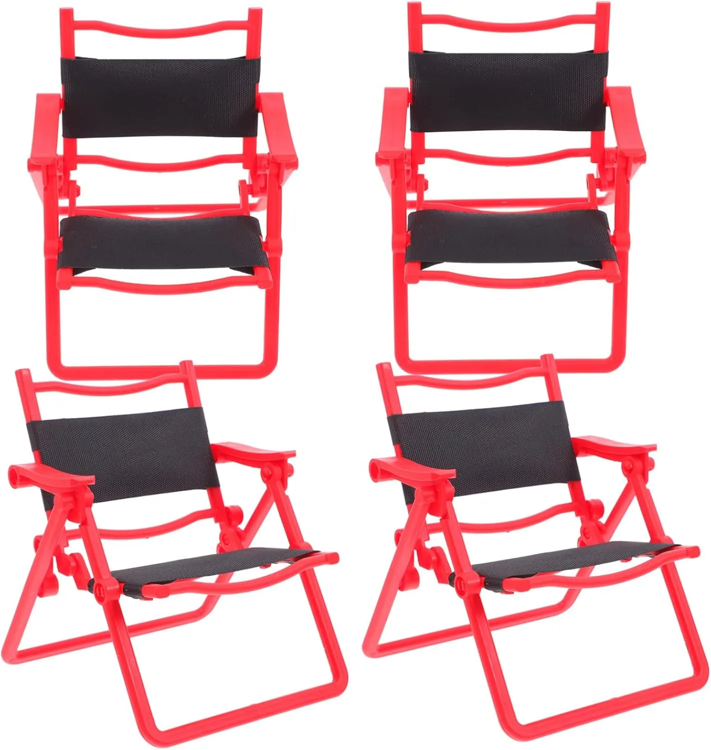 VOSAREA 4pcs Miniature Folding Beach Chairs for Dollhouse Furniture Realistic Portable Toy Chairs for Compact Design for Boy Girl Playtime and Creative Scenarios