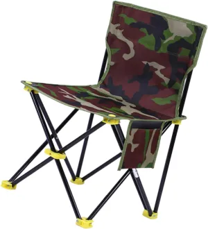 VOSAREA Outdoor Folding Chair Beach Camping Stool Lightweight Steel Frame Compact for Travel 33x33cm Seat