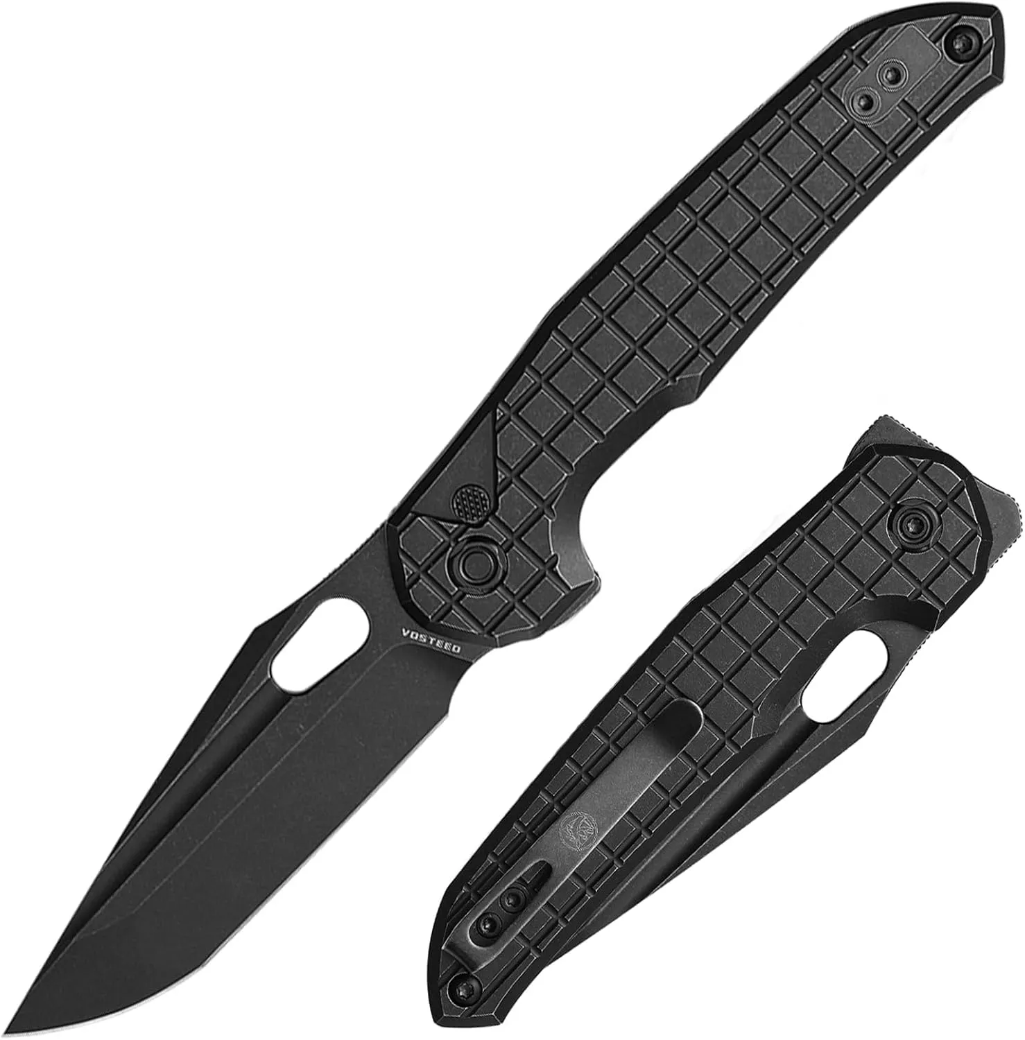 Vosteed Lightweight Pocket Knife with Clip, Flipper Folding Pocket knife for Men and Women, Trek Lock EDC Knife with 3.25" Elmax Blade, Thumb Hole, Titanium Handle for Camping, Hiking - Thunderbird