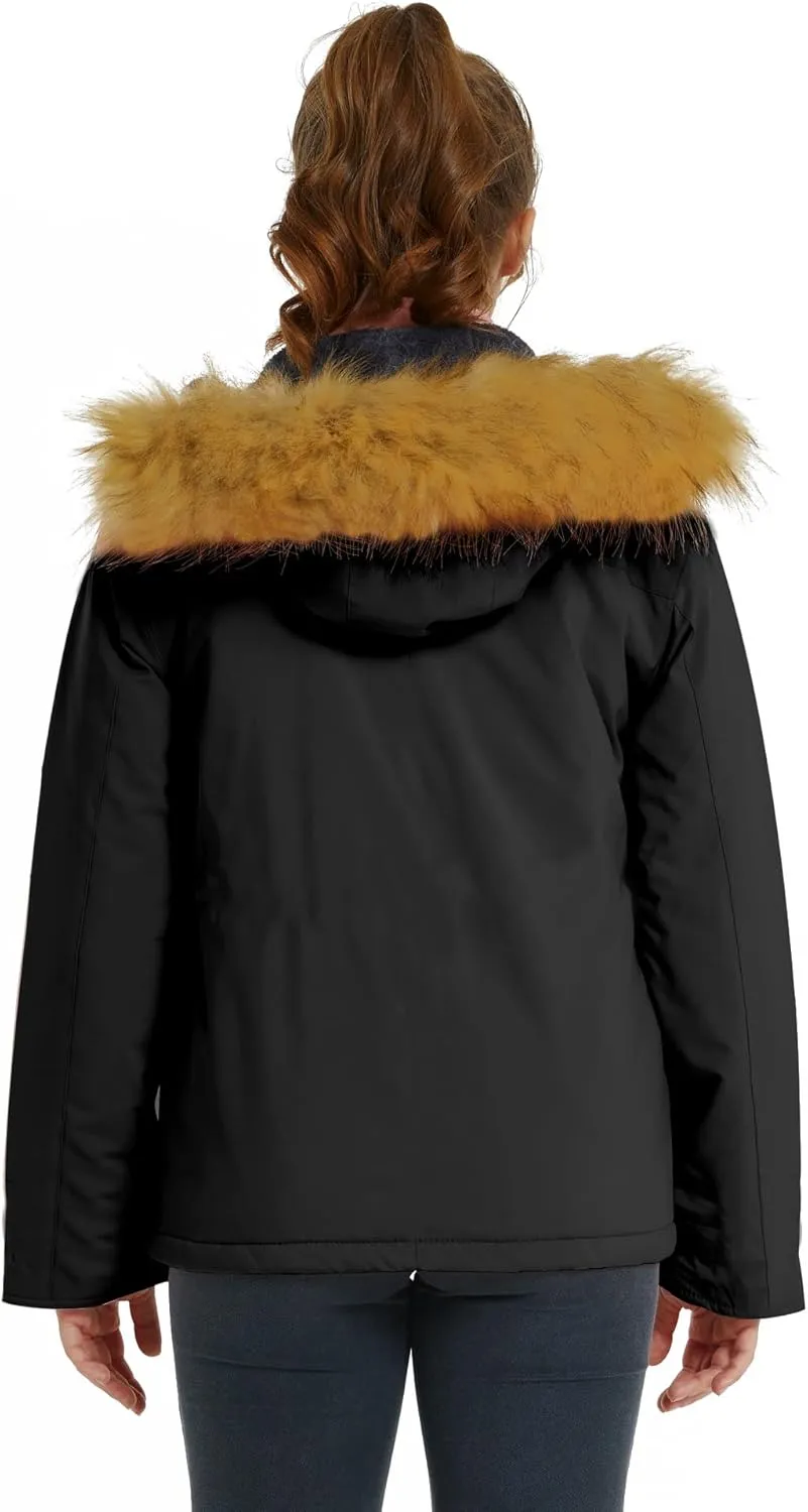 Wantdo Girl's Warm Snow Coat Waterproof Ski Jacket Windproof Winter Parka Insulated Fleece Rain Jackets