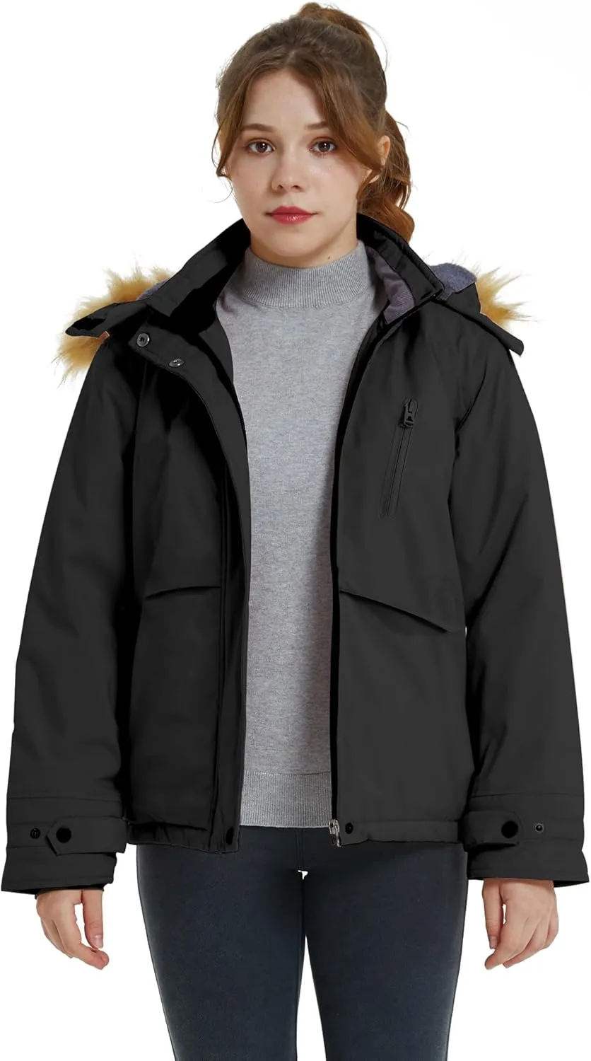 Wantdo Girl's Warm Snow Coat Waterproof Ski Jacket Windproof Winter Parka Insulated Fleece Rain Jackets
