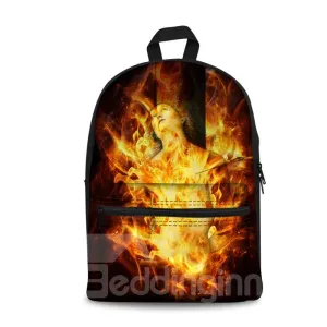 Washable 3D Fire Lightweight School Outdoor Backpack
