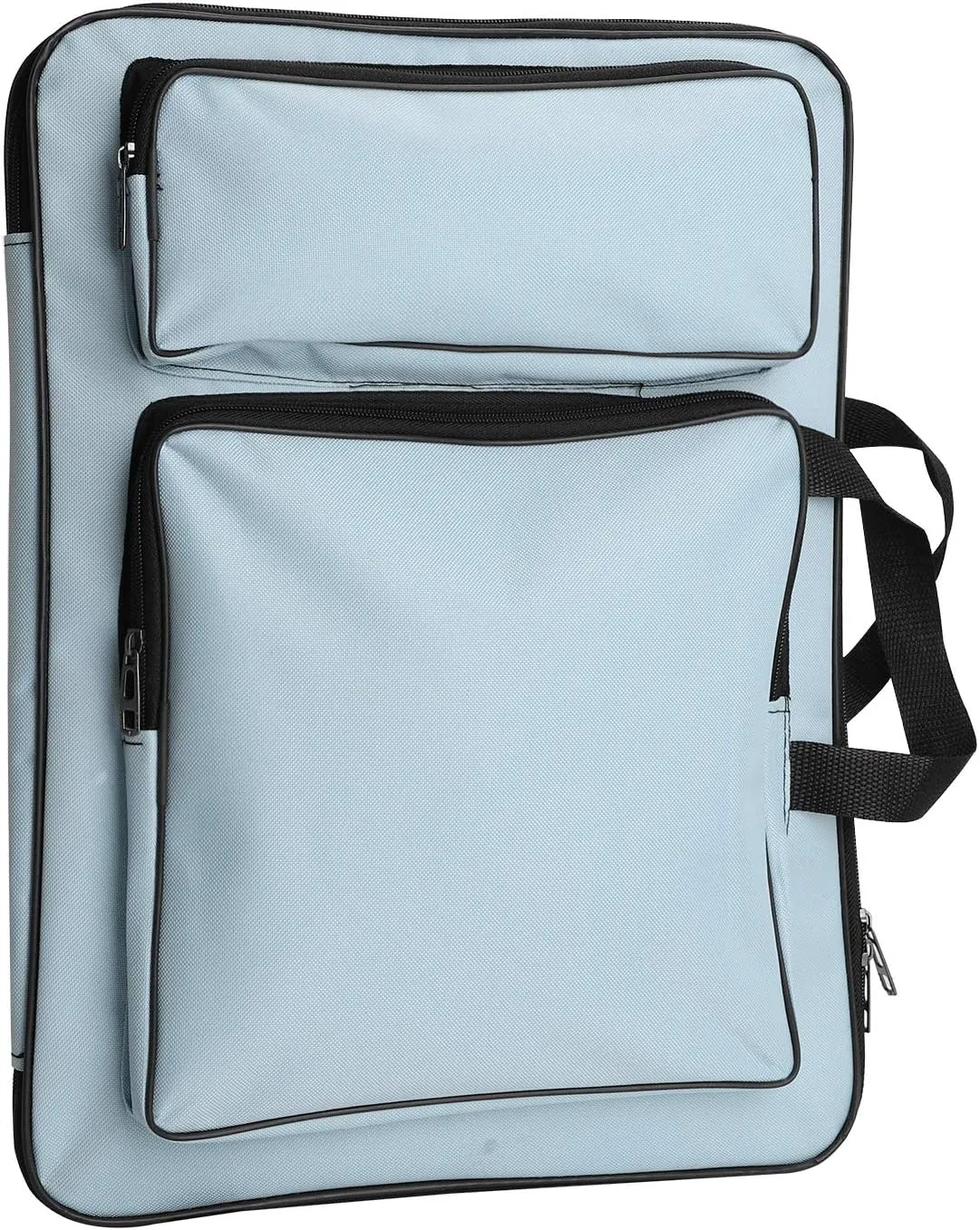 Water-Resistant Art Portfolio Bag Artboard Carrying Case Paint Drawing Sketch Pad Handheld Backpack Sketching Painting Pigment Storage Bag (Light Blue)