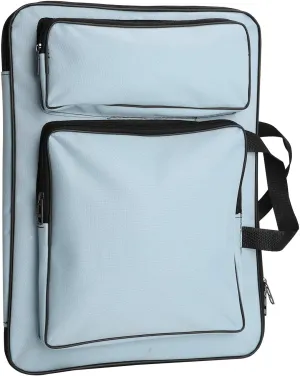 Water-Resistant Art Portfolio Bag Artboard Carrying Case Paint Drawing Sketch Pad Handheld Backpack Sketching Painting Pigment Storage Bag (Light Blue)