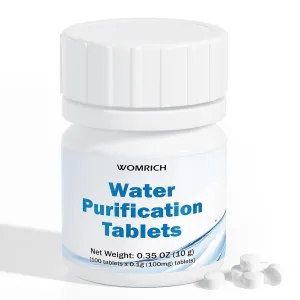 Water Tablets Purification for Drinking - Water Filtration System for Survival, Emergencies, Camping, Boating, Hiking, Backpacking, RVs. Easy to Use Treatment for Safe Drinking Anywhere