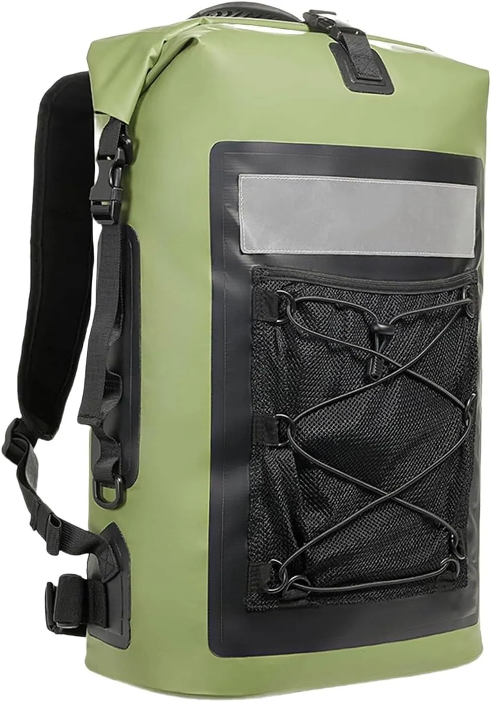 Waterproof Backpack 35 L PVC Lightweight Front Mesh Pocket Dry Bag for Kayaking, Travel, Hiking, Boating,Green