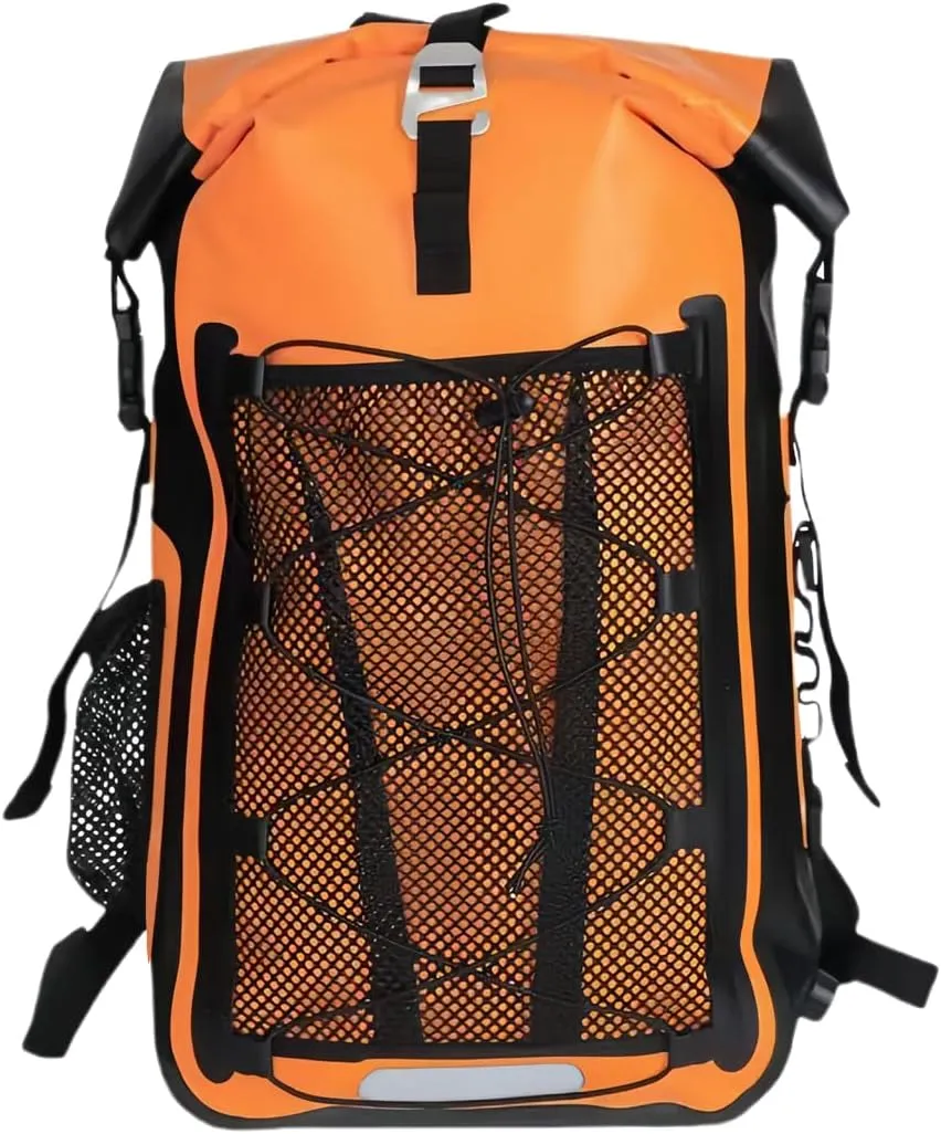 Waterproof Backpack Kayak Dry Bag Backpack Waterproof 30L, Lightweight Roll Top Dry Bag for Boating Surfing Camping (Orange,30L)