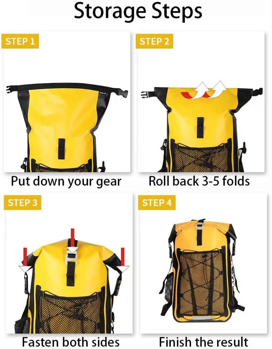Waterproof Backpack Kayak Dry Bag Backpack Waterproof 30L, Lightweight Roll Top Dry Bag for Boating Surfing Camping (Orange,30L)