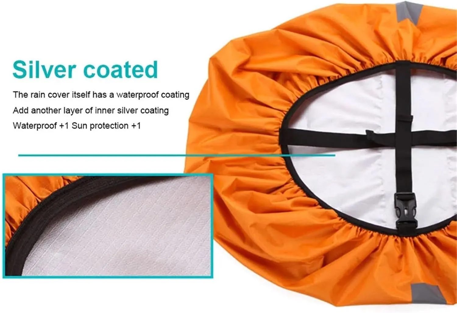 Waterproof Backpack Rain Cover 2Pcs Backpack Waterproof Cover 20-60L Hiking Camping Rain Protection Safety Reflective Oxford Cloth Rain Cover for Hiking，Camping(50-70L,Black 2 Plug)