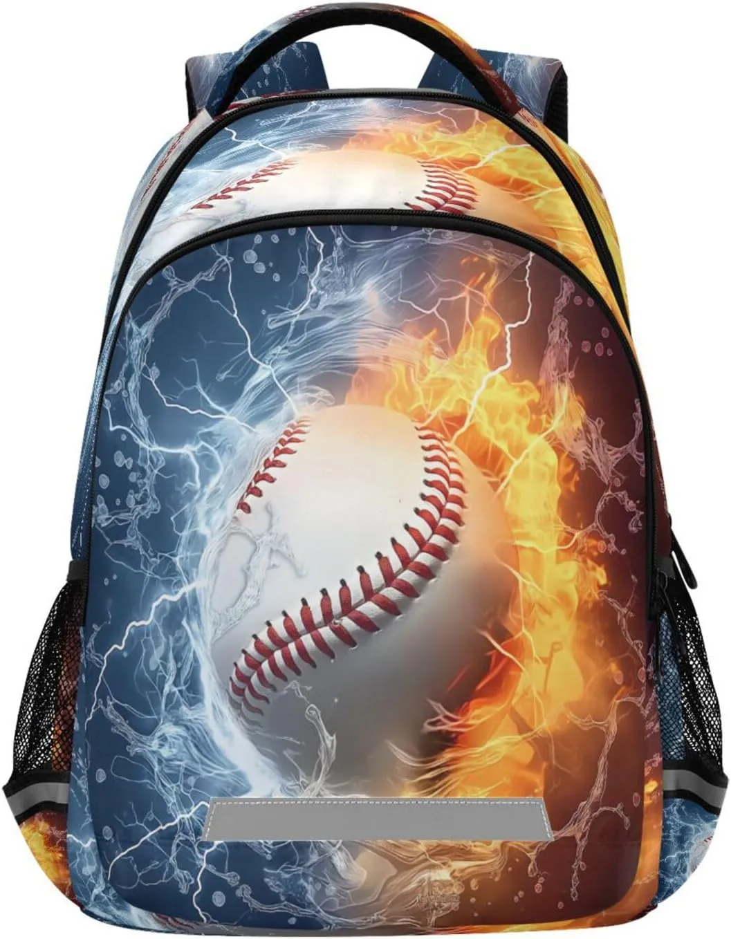 Waterproof Backpack with Baseball Water Fire Design - Lightweight Ergonomic Daypack for Commute, Travel（177）