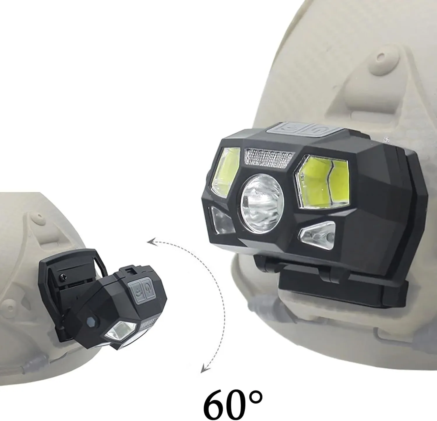 Waterproof Tactical Helmet Light with USB Charging and Motion Sensor, Essential for Fishing Camping and Survival Rescue(Yellow)
