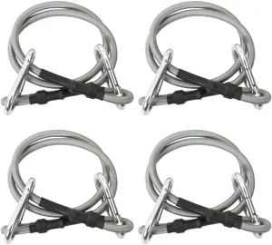 Weather-Resistant Ropes with Carabiners, for Tarpaulins and Awnings, 27.6" Length, Black and Silver