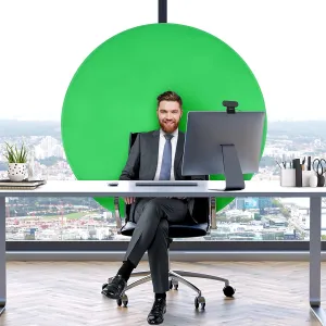 Webaround Mega 63" | Green | Portable Collapsible Webcam Backdrop | Attaches to Any Chair | Wrinkle-Resistant Fabric | Ultra-Quick Setup and Takedown | Perfect for Zoom, Webex, Teams, etc.