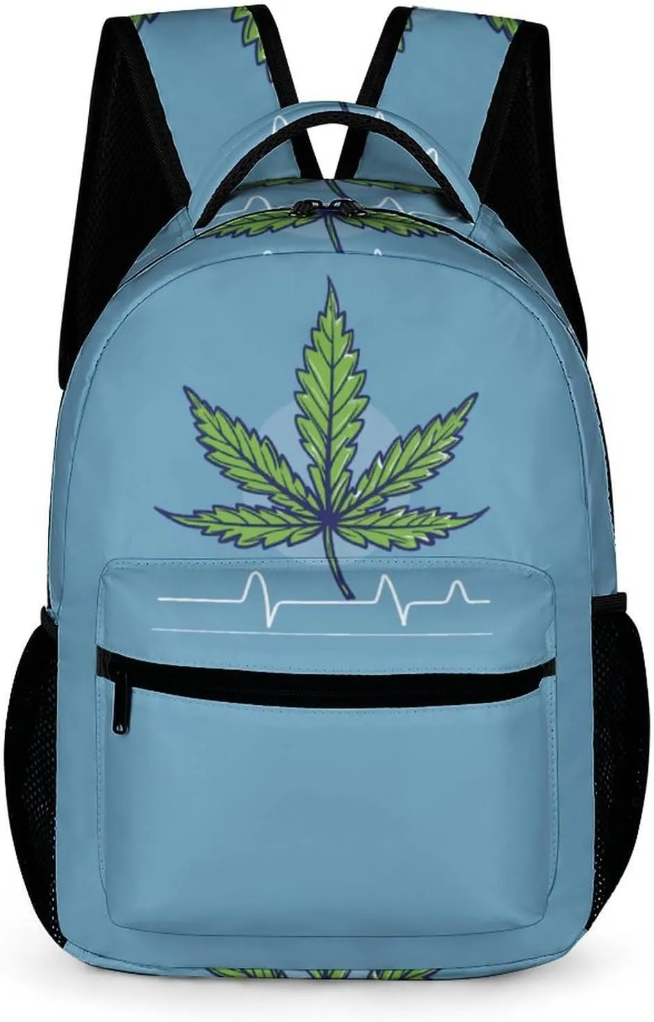 Weed Leaf Heartbeat Travel Backpack Cute Laptop Bag Aesthetic Campus Backpack Casual Daypack