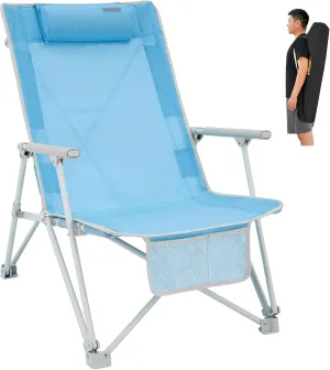 #WEJOY Oversized Heavy Duty Beach Chair,Folding High Back Portable Camping Lawn Chairs for Adults with Armrest,Headrest,Pocket for Outdoor Camp Festival Sand Concert Travel Picnic BBQ Sport,265 LBS