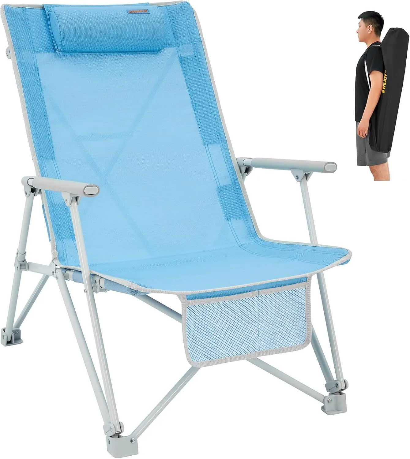 #WEJOY Oversized Heavy Duty Beach Chair,Folding High Back Portable Camping Lawn Chairs for Adults with Armrest,Headrest,Pocket for Outdoor Camp Festival Sand Concert Travel Picnic BBQ Sport,265 LBS