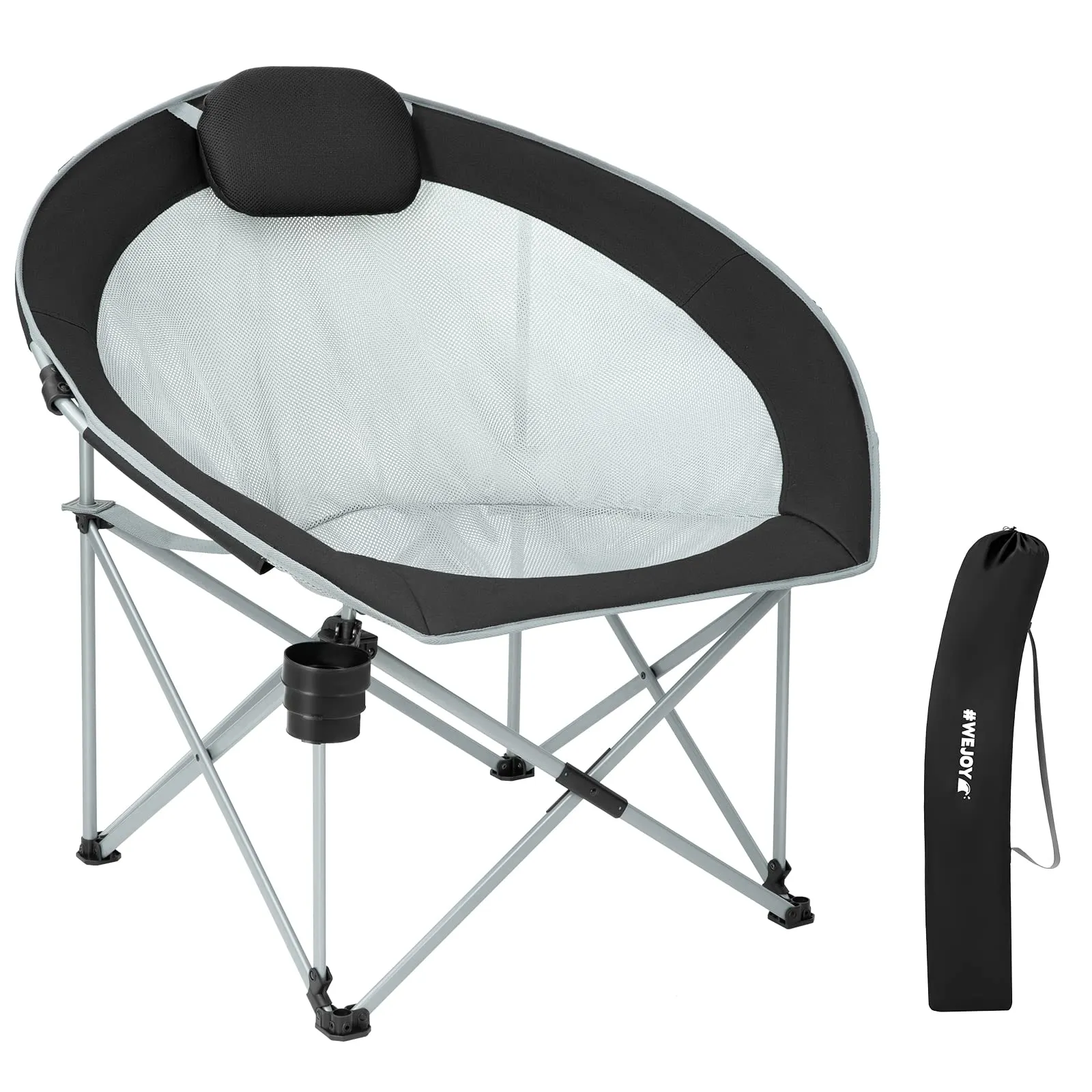 WEJOY Saucer Chair Breathable Mesh Chairs with Padded Pillow, Cup Holder
