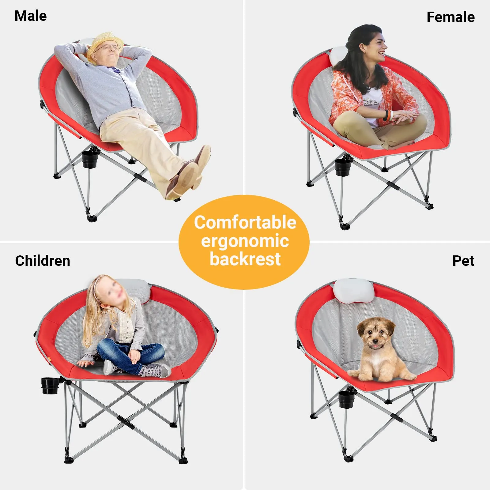 WEJOY Saucer Chair Breathable Mesh Chairs with Padded Pillow, Cup Holder