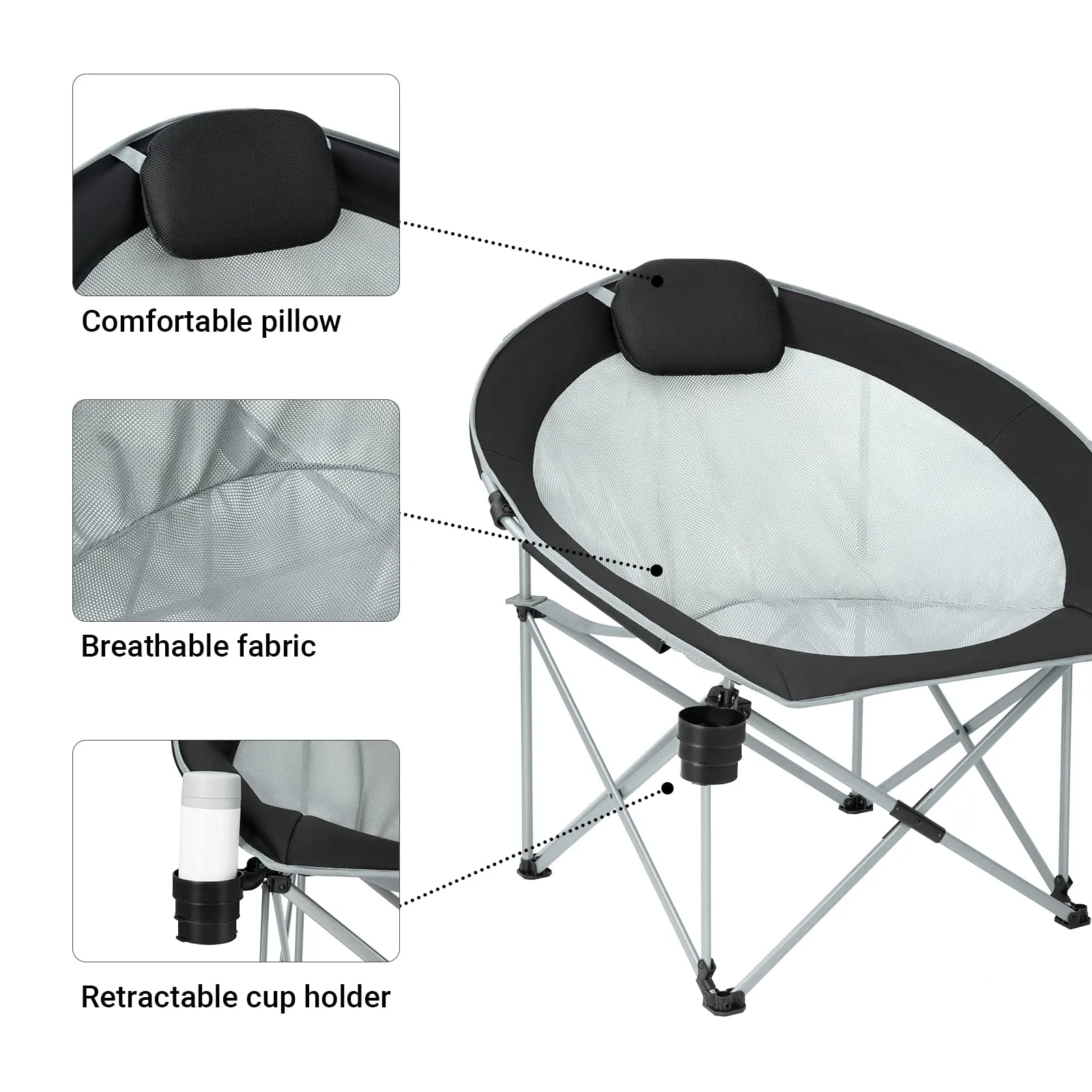 WEJOY Saucer Chair Breathable Mesh Chairs with Padded Pillow, Cup Holder