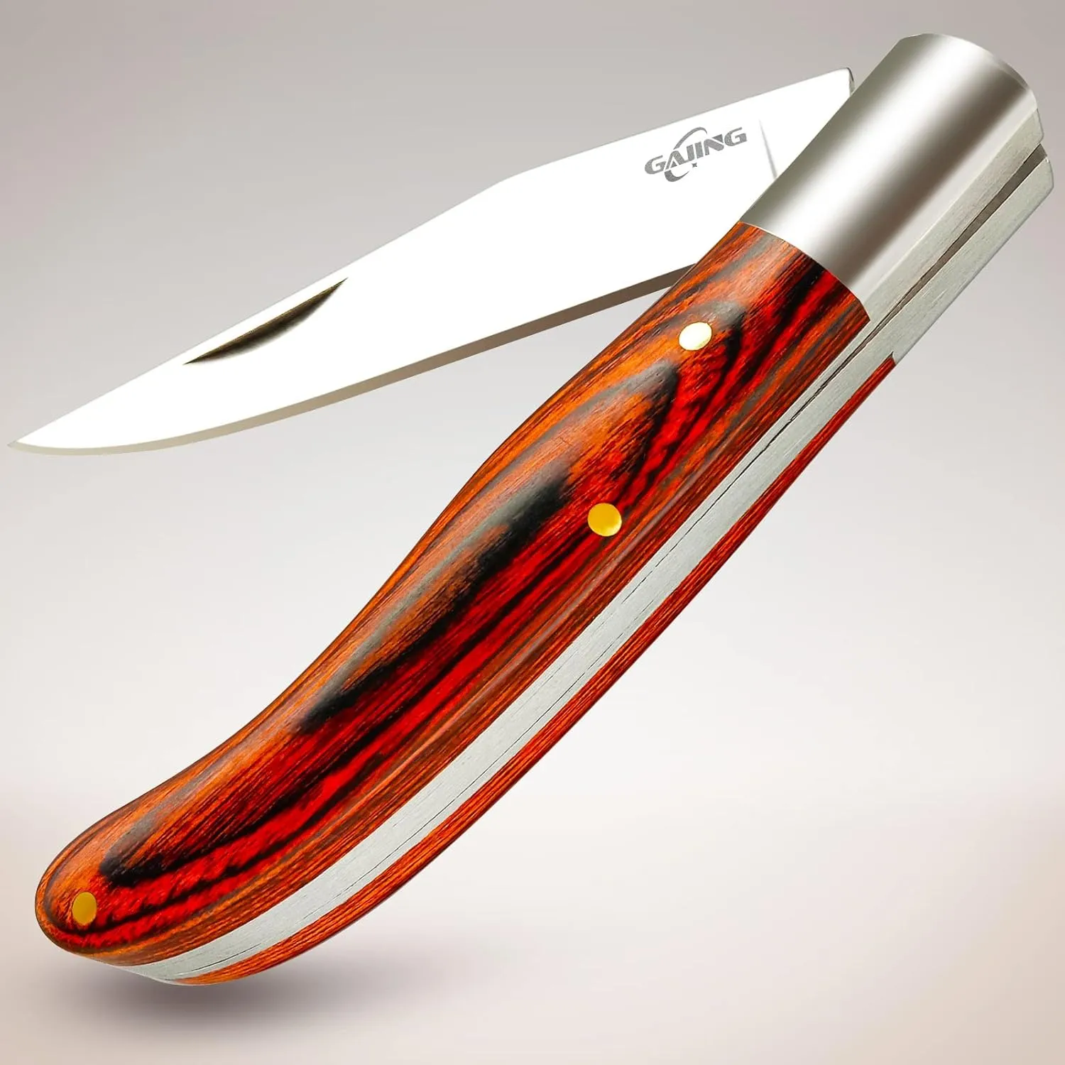 Well-polished Red Cherry Wood Handle Small Pocket Knife for Women/Men with 3 inches blade,Old Timer's Traditional Barlow Folding Slipjoint EDC Knife