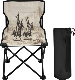 Western Riding Prodigal Son Portable Outdoor Folding Chair Anti-Slip Padded Oxford Cloth Stool Camping Chair Small for Beach Hiking Fishing Gardening Quad Camp Chair