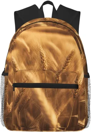 Wheat Field Print Shoulder Bag, Lightweight Shoulder Bag, Travel Bag, Hiking Backpack, Cute Shoulder Bag