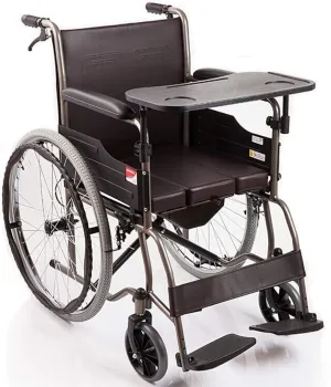 Wheelchair with Removable Plate and Toilet, Collapsible Multifunctional Disabled Old Man Four-Wheeled Vehicle Trolley,Portable