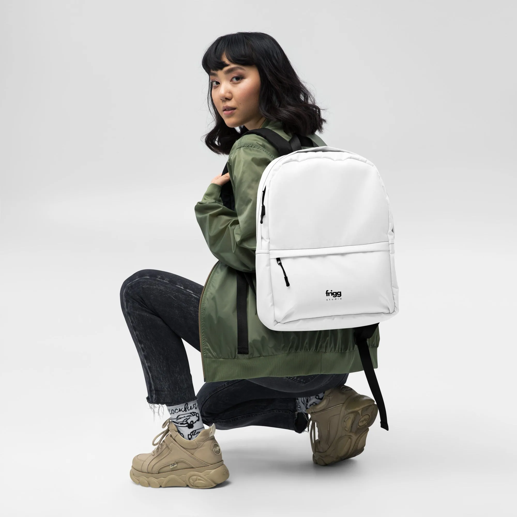 WHITE - WATER-RESISTANT BACKPACK WITH LAPTOP POCKET
