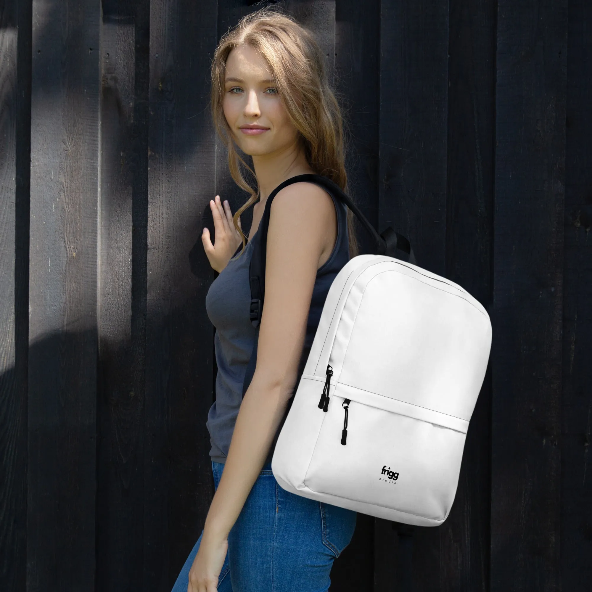 WHITE - WATER-RESISTANT BACKPACK WITH LAPTOP POCKET