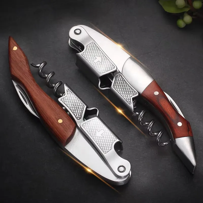 Wine Key - Wood Grip, Bottle Opener Multifunction