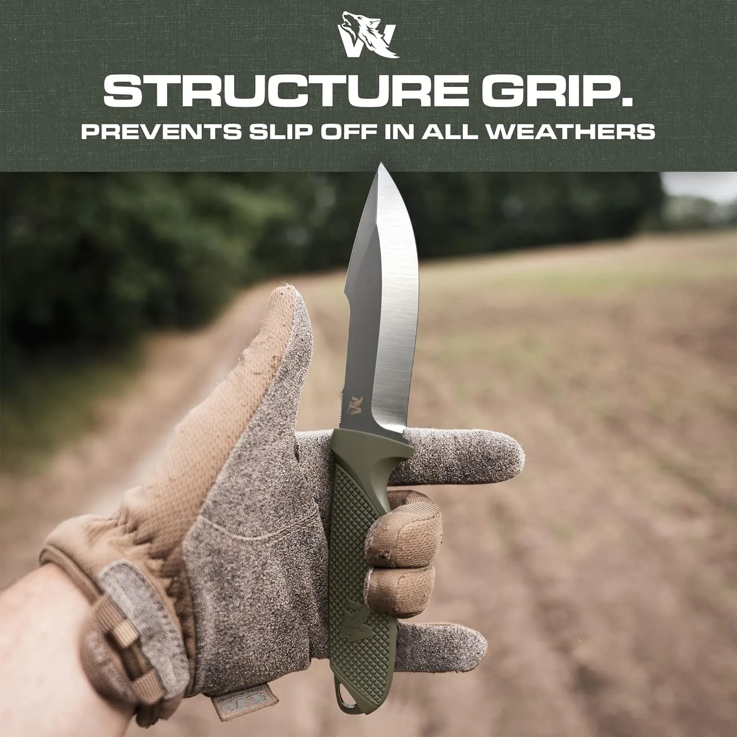 WOLF-II Full Tang Survival Knife with Sheath and Multi Lok - Strong Tactical Fixed Blade Knife - Made of D2 Steel - Bushcraft and Camping Knife - EDC Outdoor Knife with TPE Handle