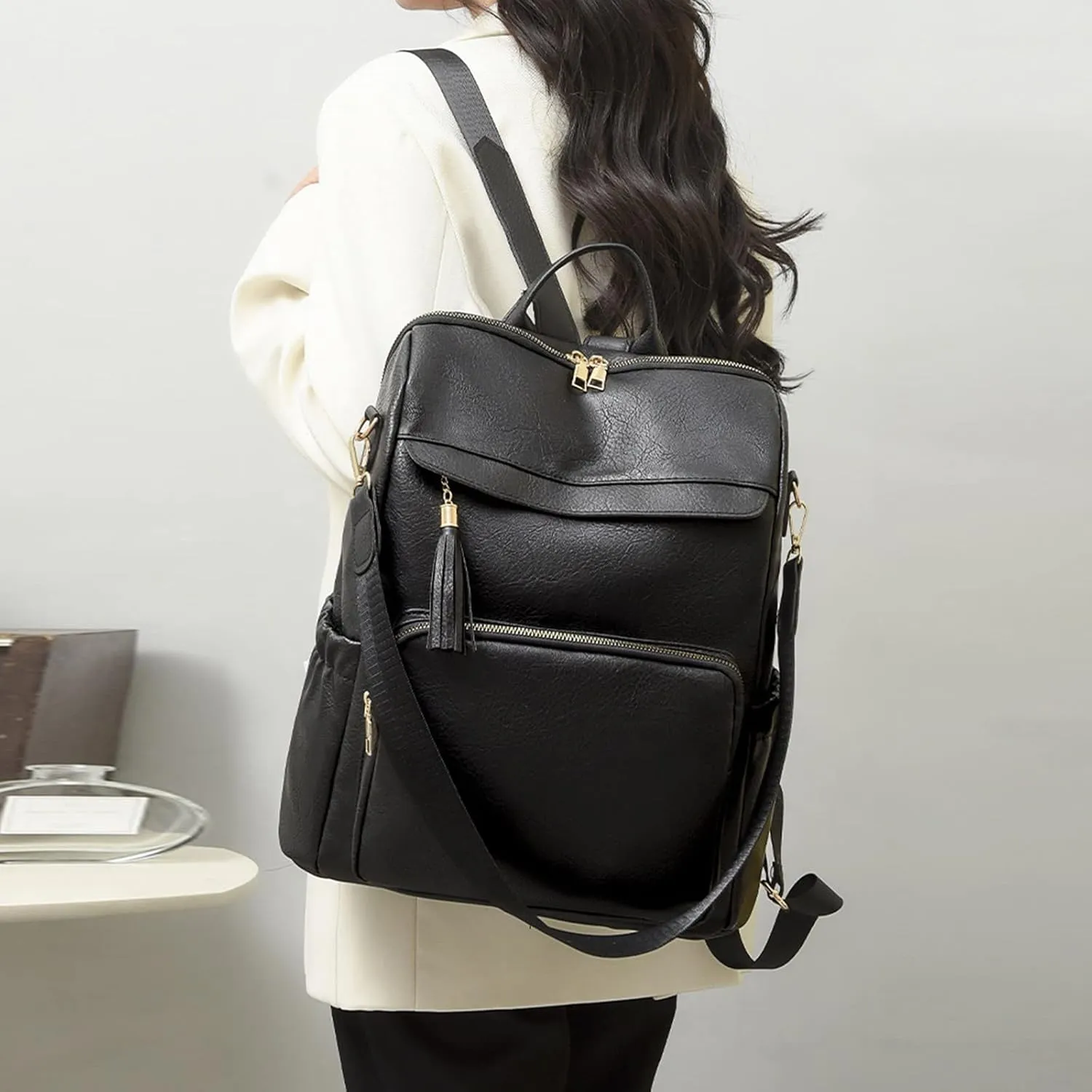 Women Bag Fashion Backpack Comfortable Leather Student Backpack Travel for Men Bags Mini Backpacks (Black, One Size)