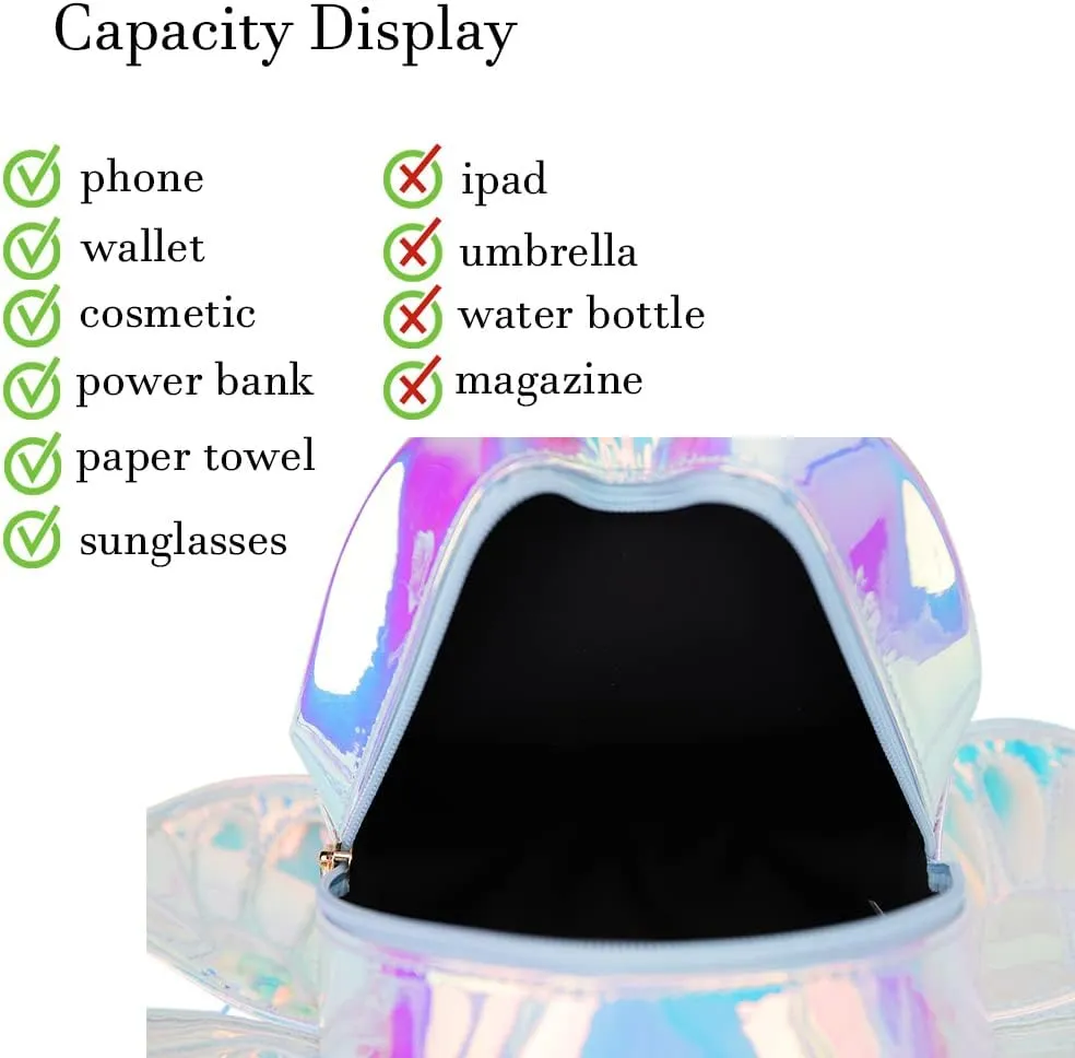 Women's Laser Holographic Backpack Butterfly Angel Wings Casual Daypack Shoulder Bag (Laser Light Blue)