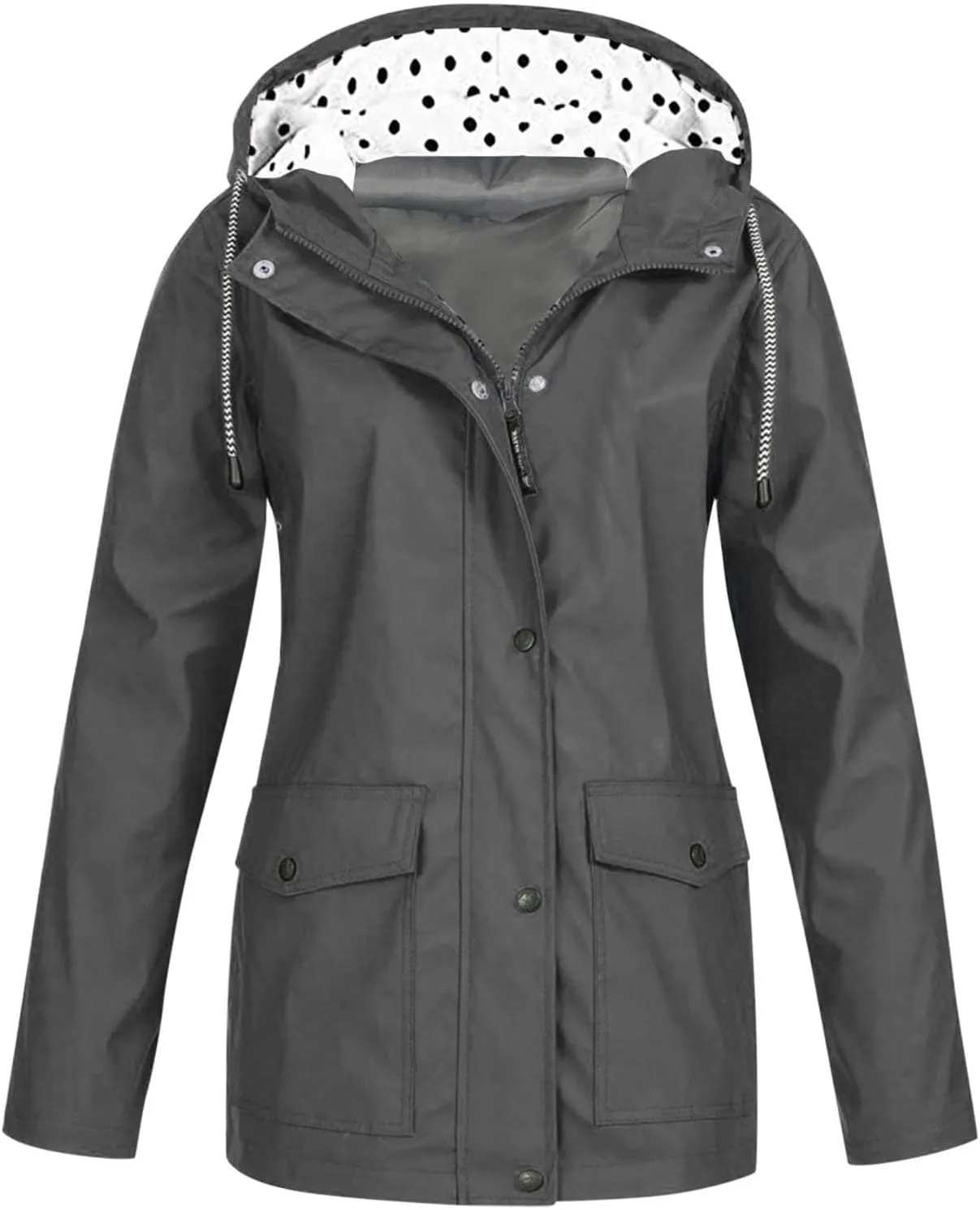 Women's Raincoats Windbreaker Rain Jacket Waterproof Lightweight Outdoor Hooded Trench Coats
