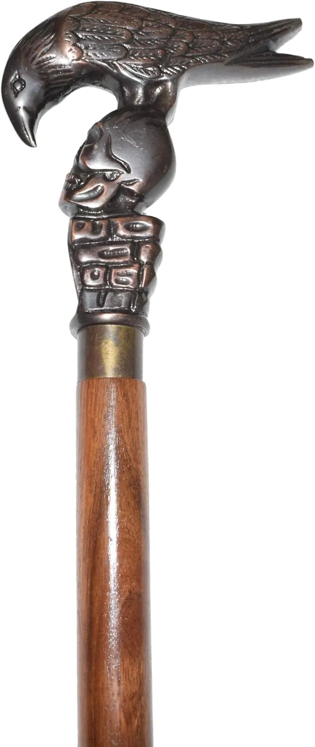 Wooden Walking Cane New Model Antique Eagle Head Handle Brown Walking Stick Cane Xmas Vintage Gift 37 Inch