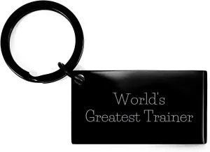 World's Greatest Trainer Keychain, Engraved Stainless Steel Keychain, Birthday Unique Gift for Trainer, Funny Quote, Gifts from Friends