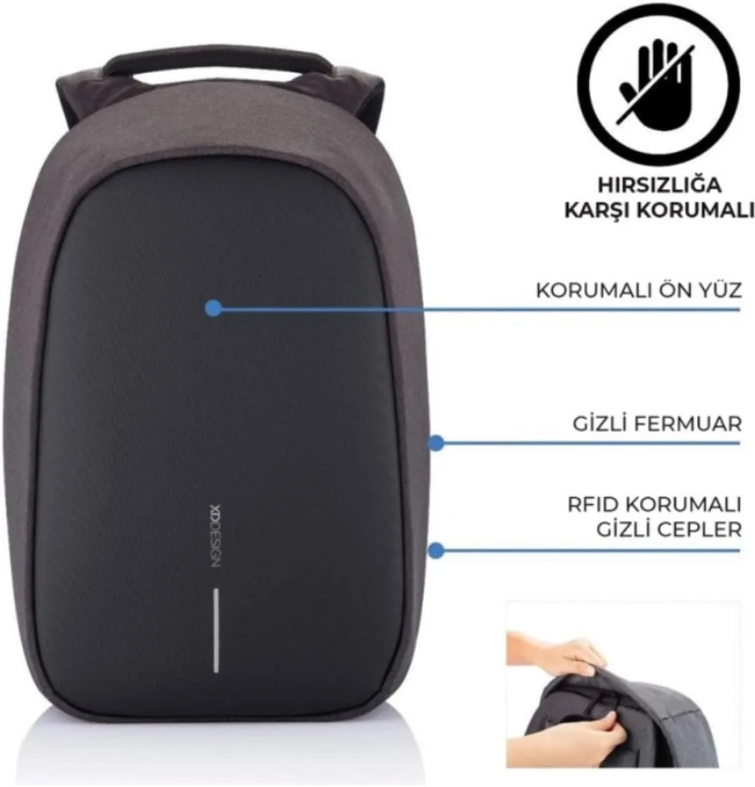 XDDesign Bobby Hero Small Anti-Theft Backpack Black USB (Unisex Bag)