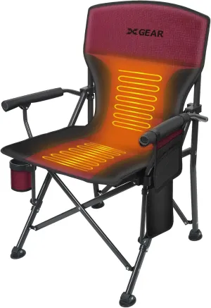 XGEAR Heated Camping Chair Fully Padded Heated Portable Chair, Perfect for Winter Camping, Outdoor Sports, Picnics. Battery NOT Included