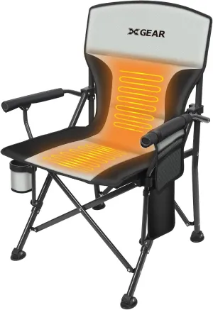 XGEAR Heated Camping Chair Fully Padded Heated Portable Chair, Perfect for Winter Camping, Outdoor Sports, Picnics. Battery NOT Included