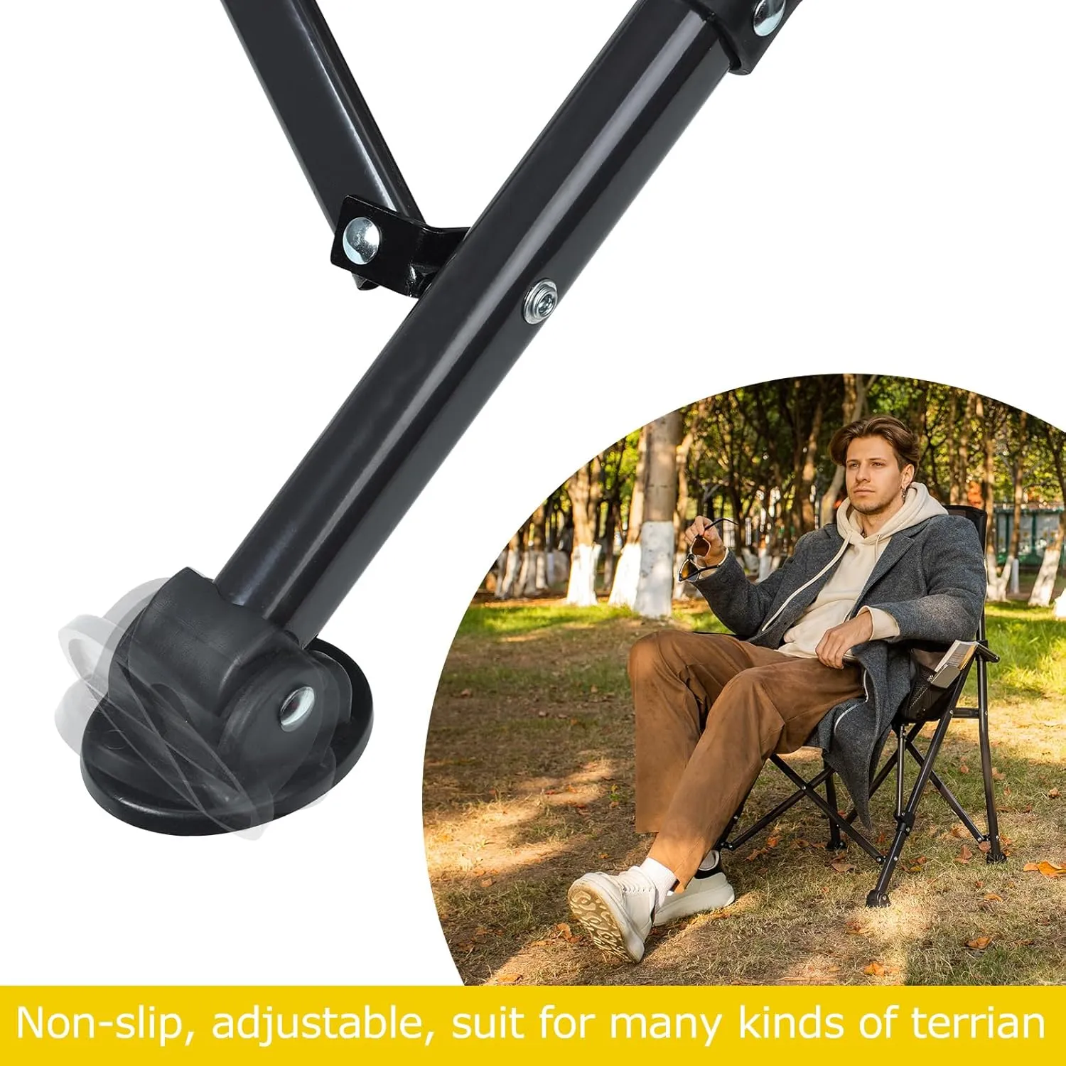 XGEAR Portable Camping Chair for Adutls - Heavy Duty Outdoor Camp Chairs - Folding Lawn Chair with Padded Hard Armrest Cup Holder Storage Pocket - Collapsible for Outdoor Fishing Garden