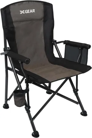XGEAR Portable Camping Chair for Adutls - Heavy Duty Outdoor Camp Chairs - Folding Lawn Chair with Padded Hard Armrest Cup Holder Storage Pocket - Collapsible for Outdoor Fishing Garden
