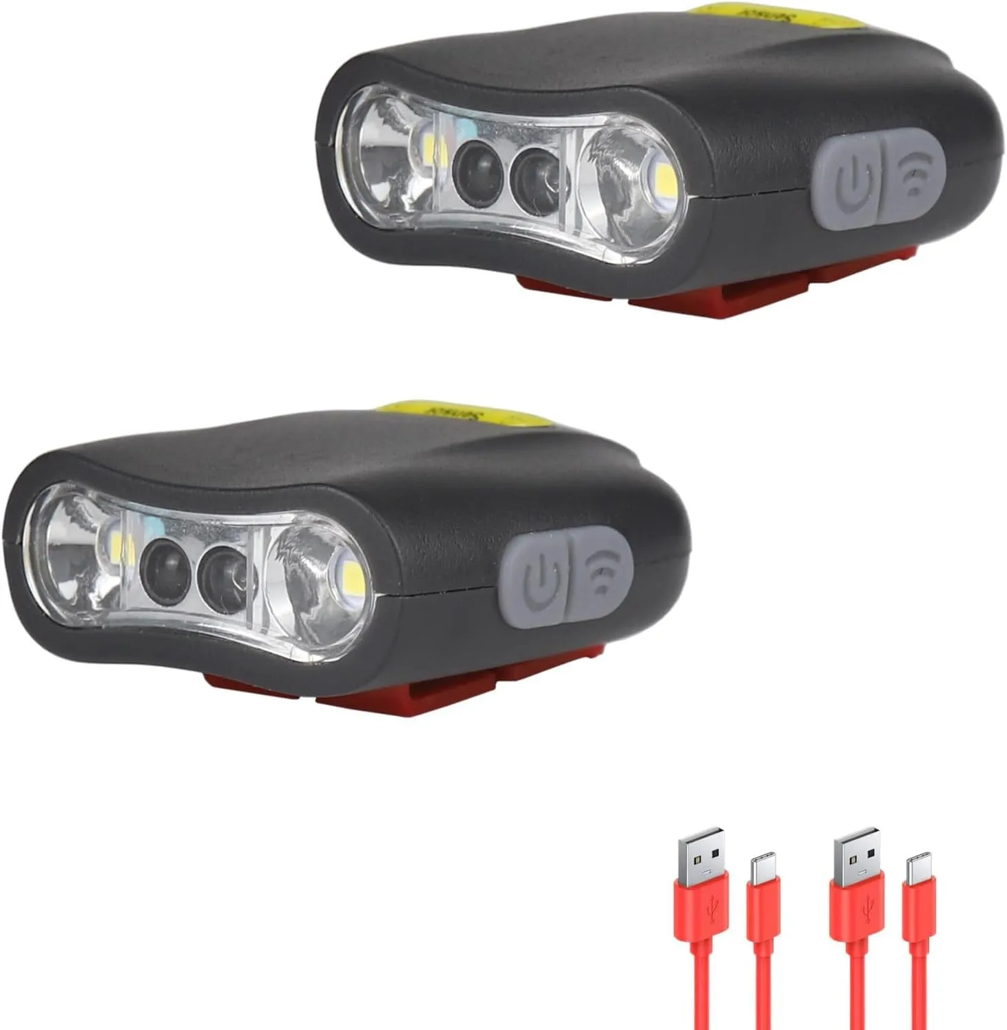 XLENTGEN Cap Lights Clip on Hat 2 Pack Rechargeable LED Headlamp Motion Sensor Clip Light, Adjustable 90, Waterproof Hands Free Flashlight for Camping, Fishing, Running
