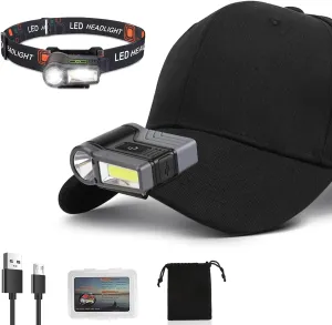 XLENTGEN LED Clip-on Cap Lights USB Rechargeable Hands Free Hat Light with Motion Sensor, 175° Adjustable Head Lamp IPX6 Waterproof Headlamp Flashlight for Baseball Caps, Camping, Fishing
